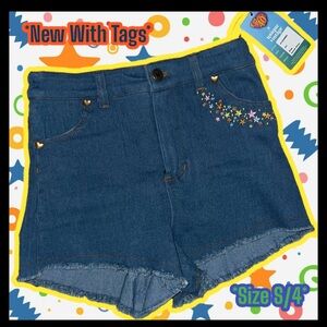 NWT: Unique Vintage X Care Bears - Funshine Denim Cutoff Shorts (SIZE S/4).
